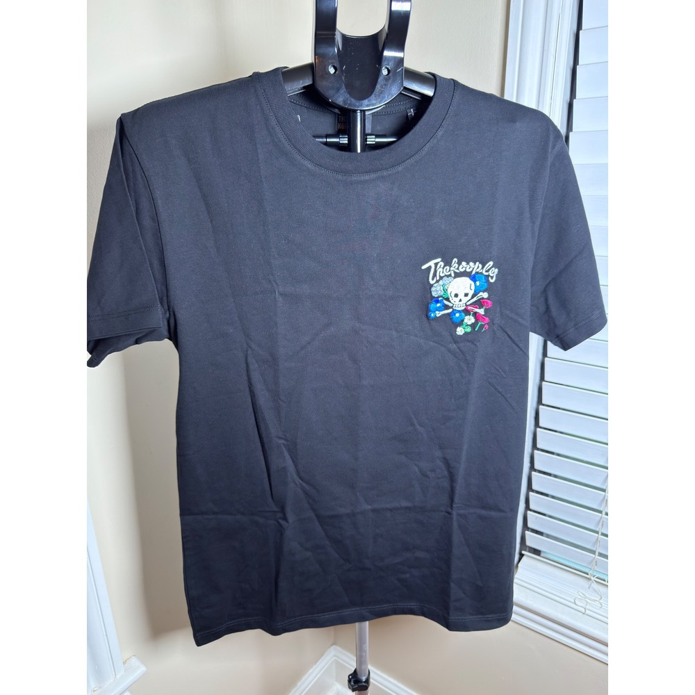 The Kooples Black‎ Skull Floral Embroidered Cotton T-Shirt HTSC26177KS23 NWT S